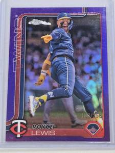 lot 360 image: Royce Lewis 2025 Topps Chrome Purple Refractor #254 and Numbered 102250 - Minnesota Twins Baseball Card