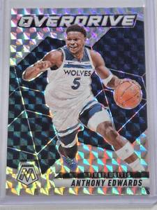 lot 361 image: Anthony Edwards 2024-25 Panini Mosaic Silver Overdrive Holo Prizm #14 - Minnesota Timberwolves Basketball Card