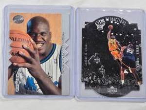 lot 362 image: Lot of 2 Shaquille ONeal Basketball Die Cut Cards Upper Deck Championship Shots and Silver Attractions.