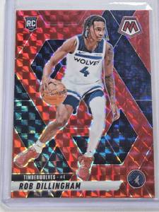 lot 364 image: Rob Dillingham Rookie 2024-25 Panini Mosaic Prizm Red #218 - Minnesota Timberwolves Basketball Card