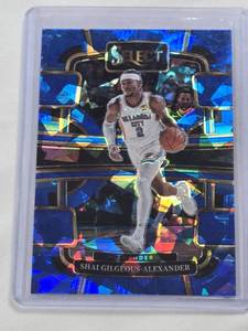 lot 370 image: Shai Gilgeous-Alexander 2023-24 Panini Select Blue Cracked Ice Prizm #57 - Oklahoma City Thunder Basketball Card