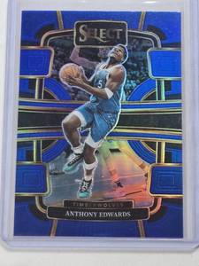 lot 371 image: Anthony Edwards 2023-24 Panini Select Blue Holo Prizm #37 - Minnesota Timberwolves Basketball Card