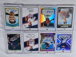lot 381 image: Lot of 8 Baseball Cards All in Magnetic One Touch Cases Featuring Payton Henry, Brent Honeywell, Ryley Gilliam, Pat Mahomes, Jackson Rutledge, Brooks Gosswein, Ethan Hankins, and Antonio Gomez with Autographs and Numbered Cards
