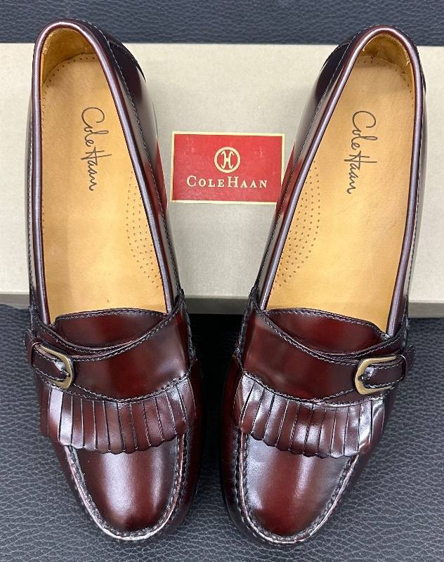 Cole Haan Pinch Buckle Burgundy Loafers - Men display picture 3