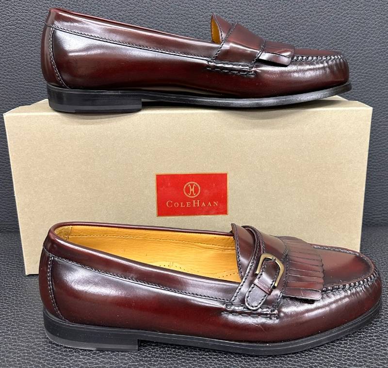 Cole Haan Pinch Buckle Burgundy Loafers - Men display picture 1