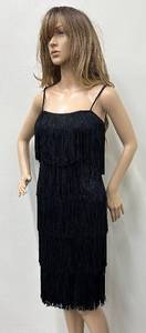 lot 4 image: Vintage Bill Blass Black Fringe Cocktail Dress Size 6