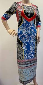 lot 8 image: Alice  Olivia Floral Print Maxi Dress Size 12 with 34 Sleeve