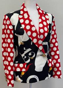 lot 11 image: Moschino Cheap and Chic Polka Dot Print Blazer, Size 10 USA