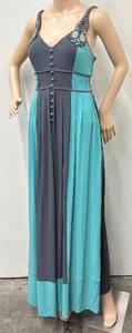 lot 22 image: Ranna Gill Beaded Maxi Dress Turquoise and Gray Size S