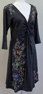lot 24 image: JW Los Angeles Gray Cotton Dress with Butterfly Embroidery, Size S