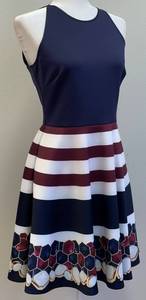 lot 25 image: Ted Baker Annalie Rowing Stripe Fit & Flare Dress Womens Sleeveless Dress, Size 2