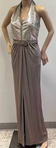 lot 37 image: Vintage Bill Blass (Daytons Oval Room) Metallic Halter Maxi Dress with Embellished Collar