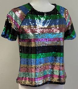 lot 42 image: Sanctuary Over the Rainbow Sequin Short Sleeve Top XS