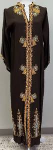 lot 47 image: Beautiful Handmade Embroidered Brown Robe with Gold Stitch Work
