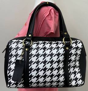 lot 51B image: Anna by Anuschka Houndstooth Leather Satchel with Shoulder Strap