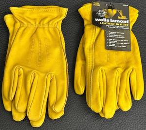 lot 54B image: 2 Pairs Wells Lamont Leather Work Gloves Medium