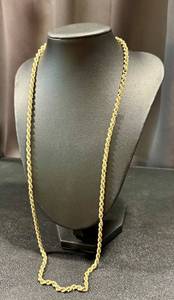 lot 10CM image: 14k Gold Rope Chain Necklace 25 Inch 10.4 Grams