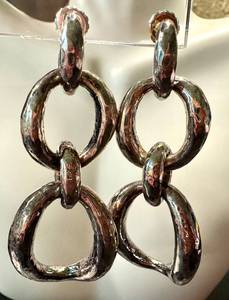 lot 15AK image: IPPOLITA Sterling Silver Hammered Drop Earrings 2.75 Inch