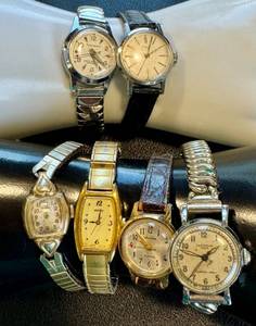 lot 27VB image: Lot of 6 Assorted Vintage Ladies Watches Cameron Turler Vantage Seiko Elgin Imperial