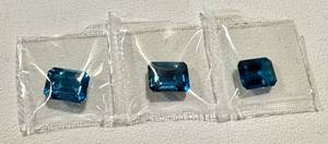 lot 31AC image: Set of 3 Emerald Cut 1.5ct London Blue Topaz Gemstones