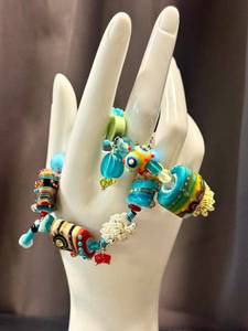 lot 32CM image: Set of 2 Artisan Lampwork Glass Bead Bracelets