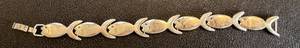 lot 49GS image: Vintage Sterling Silver Fish Link Bracelet, 6.5 Inches