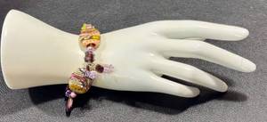 lot 51CM image: Handblown Glass Beaded Bracelet with Mixed Colors and Shapes