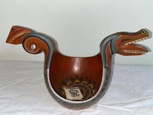 lot 3 image: Norwegian Carved Painted Ale Scoop, Signed CCR, 1763-1845