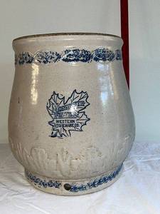 lot 11 image: Vintage Monmouth Western Stoneware Filter Crock Water Cooler