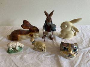 lot 23 image: Collection of Animal Figurines - Rabbits, Sheep, Cat
