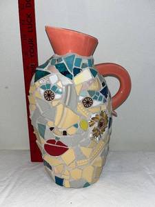 lot 29 image: Ceramic Holt-Howard Mosaic Art Face Pitcher Vintage 1965 Pieces