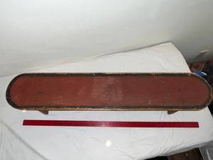 lot 129 image: Vintage Wooden Bench with Red and Black Design