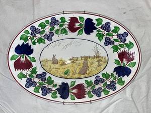 lot 132 image: Antique Rabbitware Spatterware Platter