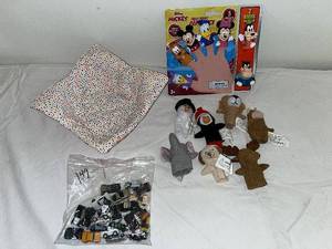 lot 147 image: Mixed Lot Disney Finger Puppets, Toy Cars, Handmade Bowl