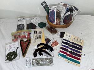 lot 175 image: Mixed Lot of Fiber Arts Supplies - Yarn, Thread, Embellishments