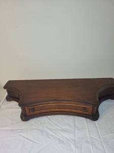 lot 43 image: Vintage Curved Wooden Desk Organizer with Drawer