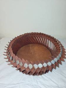 lot 49 image: Vintage Tramp Art Wooden Bowl Handcrafted Folk Art