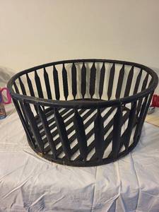 lot 95 image: Large Black Wooden Basket Home Decor