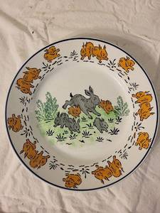lot 119 image: Vintage Luneville France Rabbit Plate