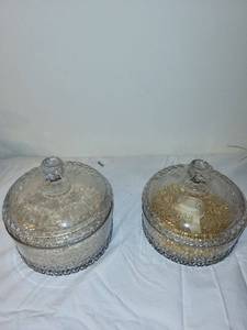 lot 189 image: Vintage W & S Cough Drops Glass Jars with Lids - Set of 2