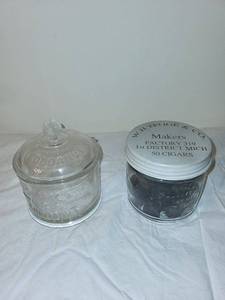 lot 192 image: Vintage Schepps Cocoanut & W.H. Tegge Cigar Glass Jars Set