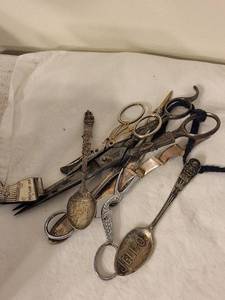 lot 200 image: Vintage Silverware and Scissors Collection with Intricate Designs