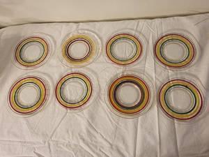 lot 219 image: Set of Vintage Colorful Glass Plates and Bowls