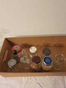 lot 221 image: Assorted Vintage Glass Jars and Bottles Collection