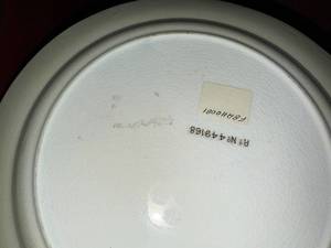 Pair of Antique Stick Spatter Spongeware Rabbitware Rabbit Plate ~ Jalopy Car c 1900