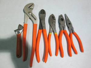lot 38 image: 6pc Plier, channel lock and wrench ...
