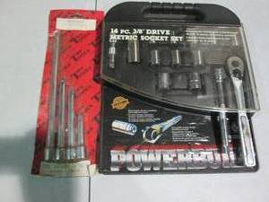 lot 59 image: 14pc 38in drive metric socket set with 4 pc 38in socket extension set
