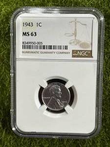 1943 Steel Penny Graded MS63