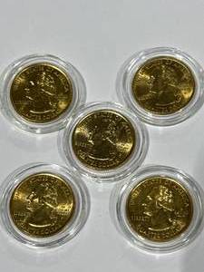 lot 51 image: Lot of 5  24kt Gold Plated Quarters