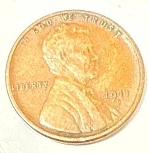 lot 17 image: 1911-S XF Lincoln Cent ears